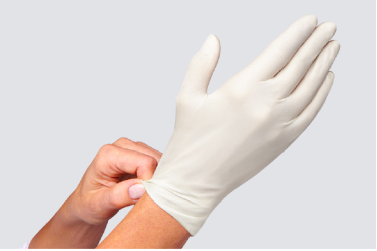 Latex exam gloves